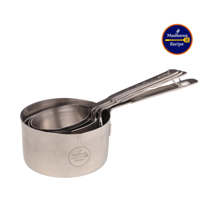 Madhura’s Recipe Stainless Steel Measuring Cups & Spoons set for Cooking & Baking – 4 stackable Cups & 4 Spoons