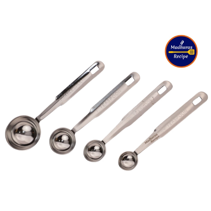 Madhura’s Recipe Stainless Steel Measuring Cups & Spoons set for Cooking & Baking – 4 stackable Cups & 4 Spoons