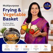 Madhura's Recipe Stainless Steel Vegetable Basket & Frying Oil Strainer Basket | Multipurpose Fruit & Vegetable Washing Basket