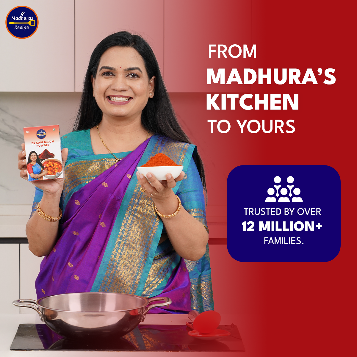 Madhura’s Recipe Premium Combo Pack of 3 – Kanda Lasun Masala, Goda Masala & Byadgi Mirch Powder