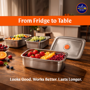 Madhura’s Recipe Stainless Steel Fridge Storage Containers – 1200ml, Pack of 3