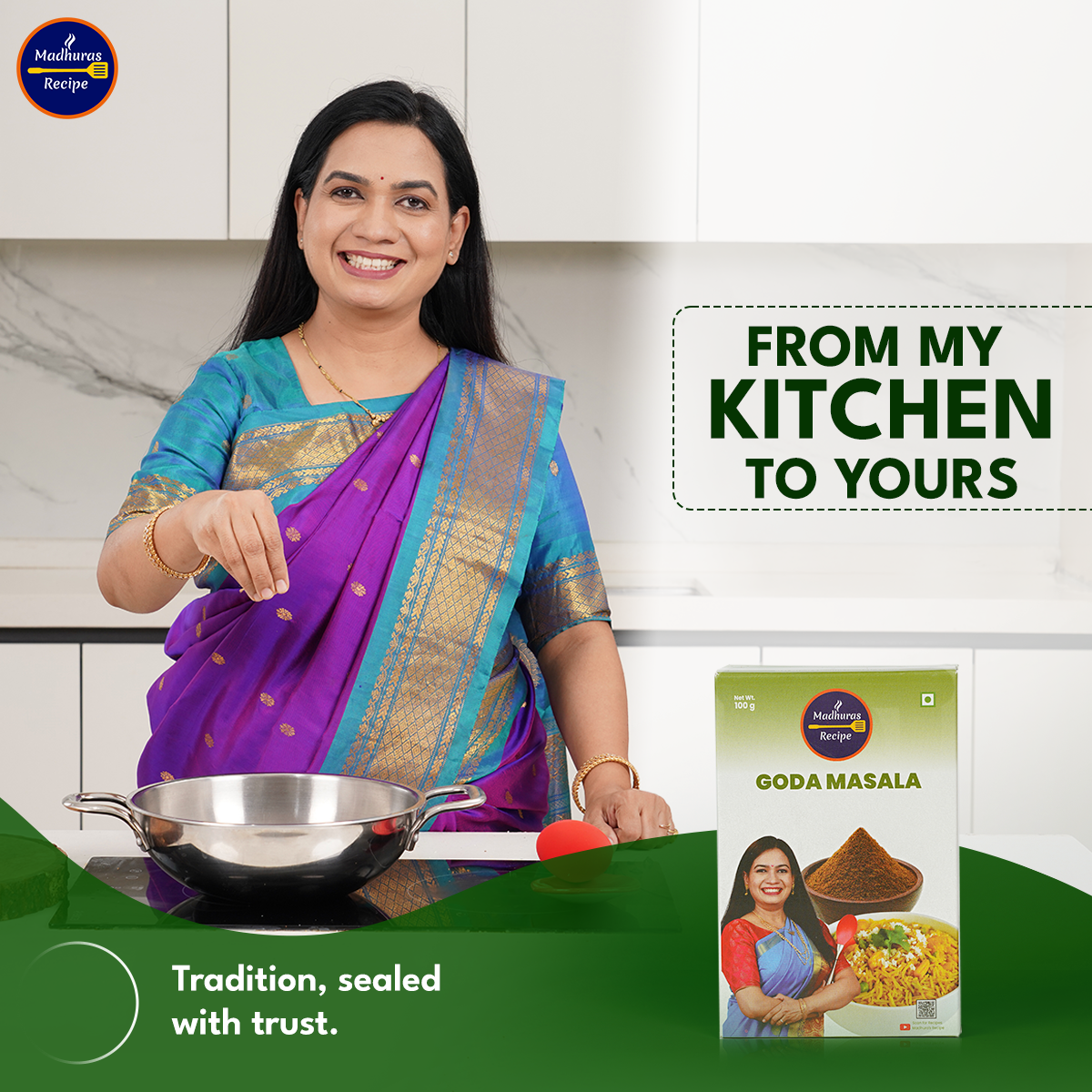 Madhura’s Recipe Premium Combo Pack of 3 – Kanda Lasun Masala, Goda Masala & Byadgi Mirch Powder