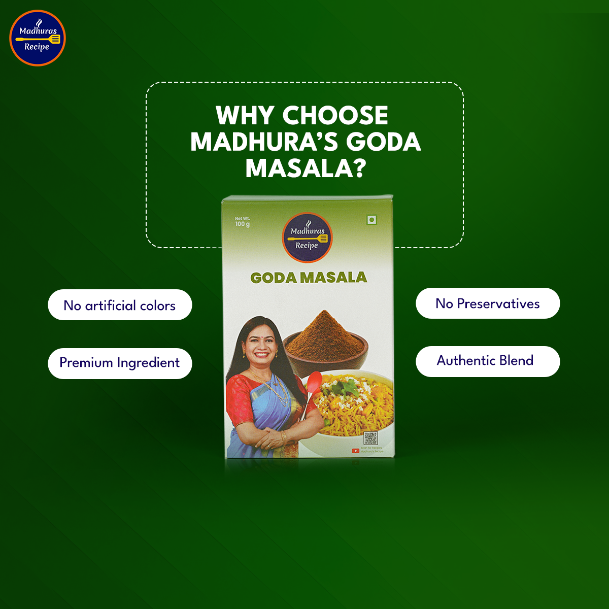 Madhura’s Recipe Goda Masala – The Heart of Maharashtrian Cooking - Pack Of 3, 100gm Each