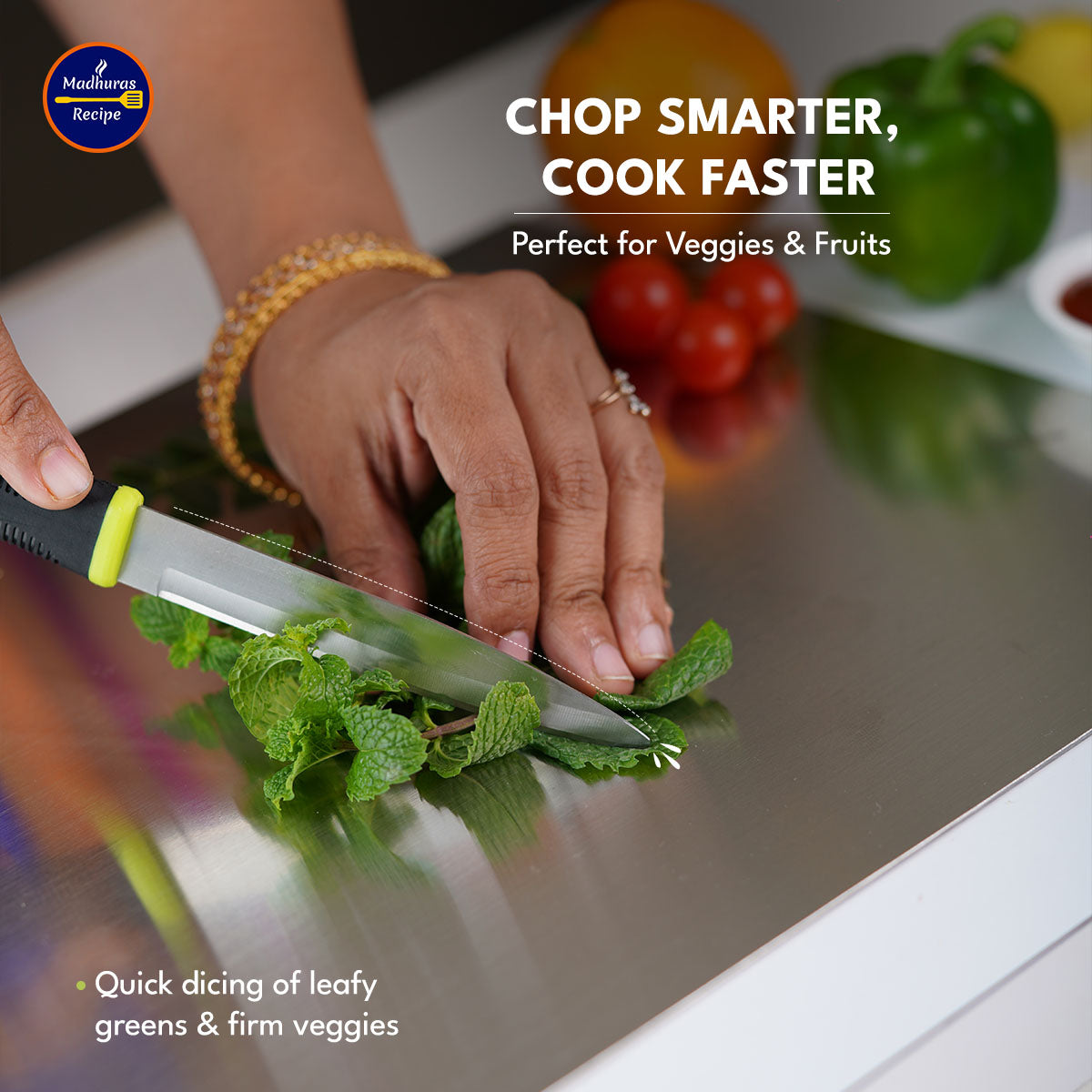 Madhura’s Recipe Premium 5-Piece Knife Set – SS420 Food-Grade Blades with Soft-Grip Handles, Sharp, Durable