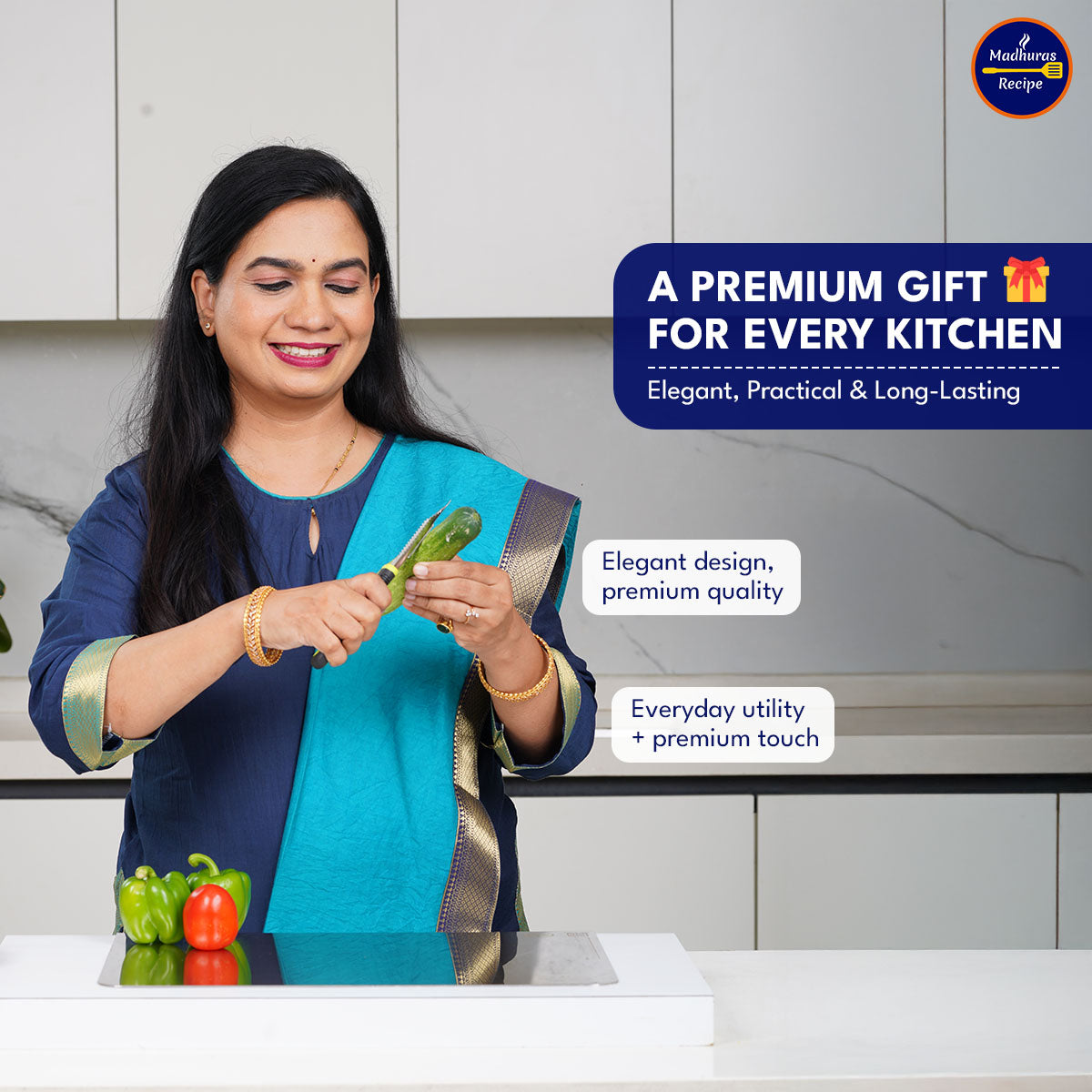 Madhura’s Recipe Premium 5-Piece Knife Set – SS420 Food-Grade Blades with Soft-Grip Handles, Sharp, Durable