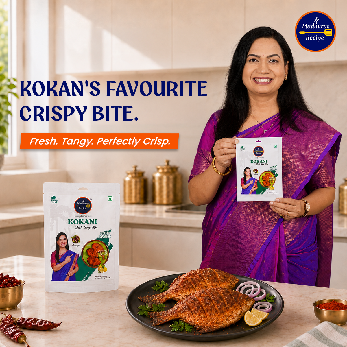 Madhura's Recipe Kokani Fish Fry Mix | Ready-to-Cook Fish Fry Masala | Authentic Maharashtrian Premix | Pack of 3 (50g Each)