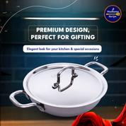 Madhura’s Recipe Premium Stainless Steel Triply Kadhai with Lid – 24 cm, 2.5 L Capacity, Induction & Gas Compatible, Heavy Duty, Less Oil, Healthy Cooking