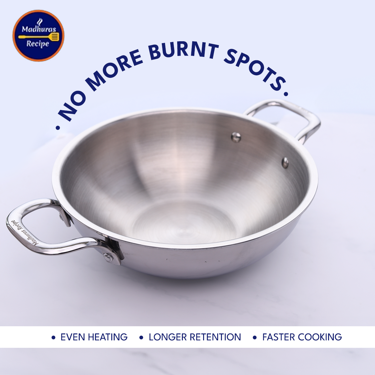Madhura’s Recipe Premium Triply Kadhai with Lid – 22cm, 2L