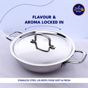 Madhura’s Recipe Premium Triply Kadhai with Lid – 22cm, 2L
