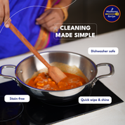 Madhura’s Recipe Premium Stainless Steel Triply Kadhai with Lid – 24 cm, 2.5 L Capacity, Induction & Gas Compatible, Heavy Duty, Less Oil, Healthy Cooking