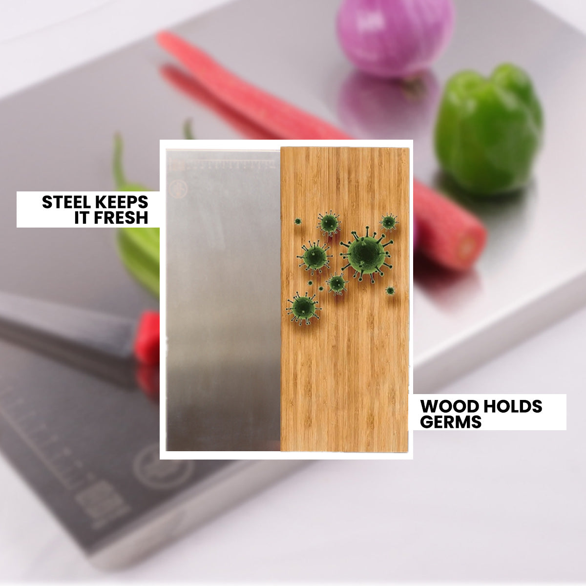 Madhura’s Recipe Stainless Steel Countertop Chopping Board – Large, 41 × 29cm