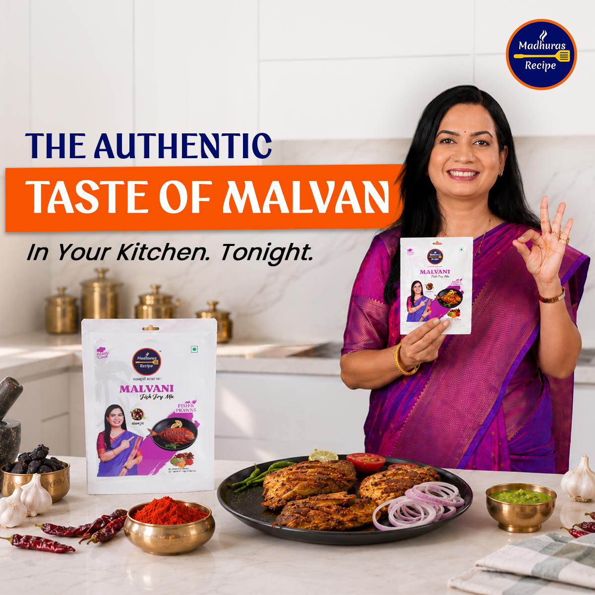 Madhura's Recipe Malvani Fish Fry Mix | Ready-to-Cook Fish Fry Masala | Authentic Maharashtrian Premix | Pack of 3 (50g Each)
