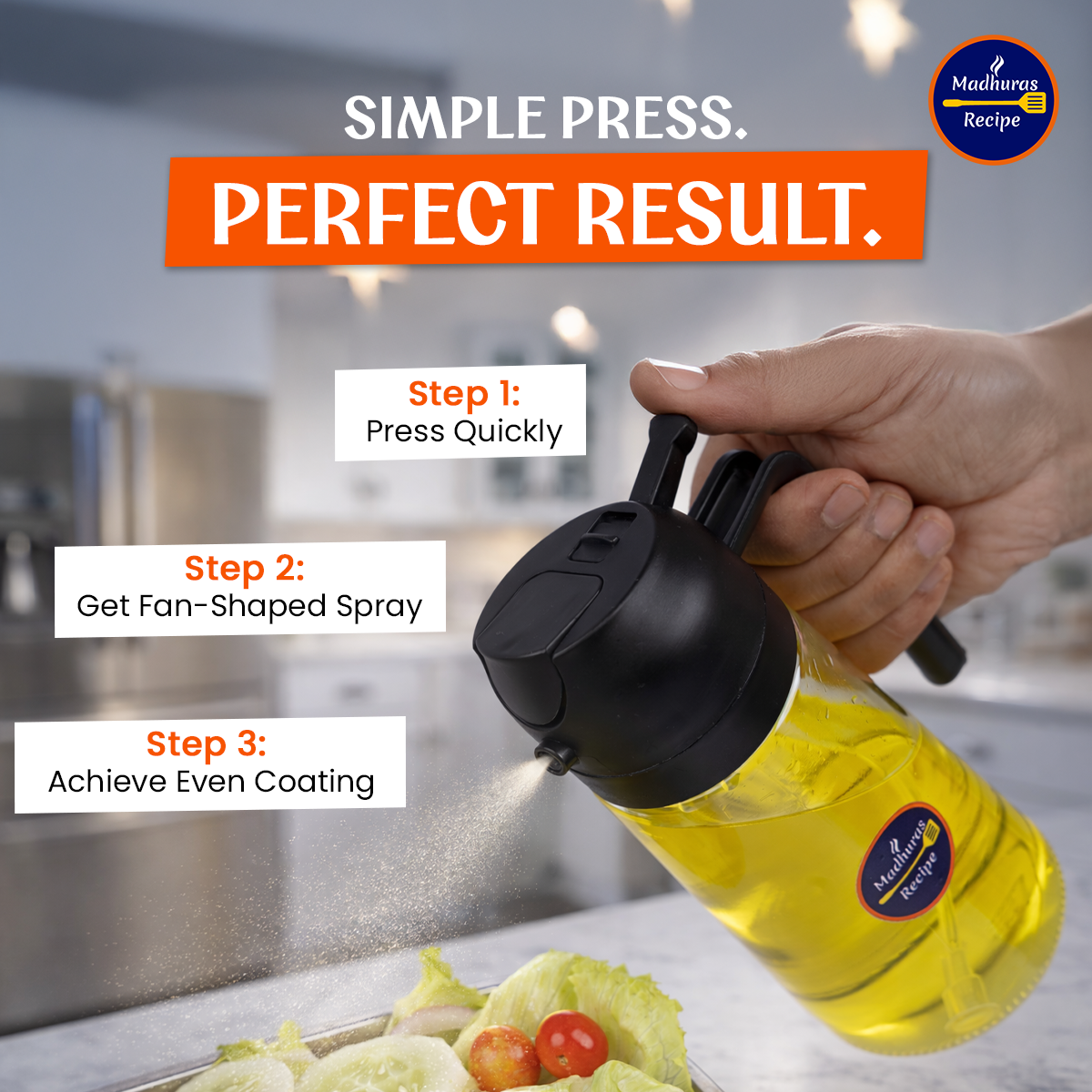 Madhura’s Recipe 2-in-1 Glass Oil Dispenser & Sprayer – 500ml