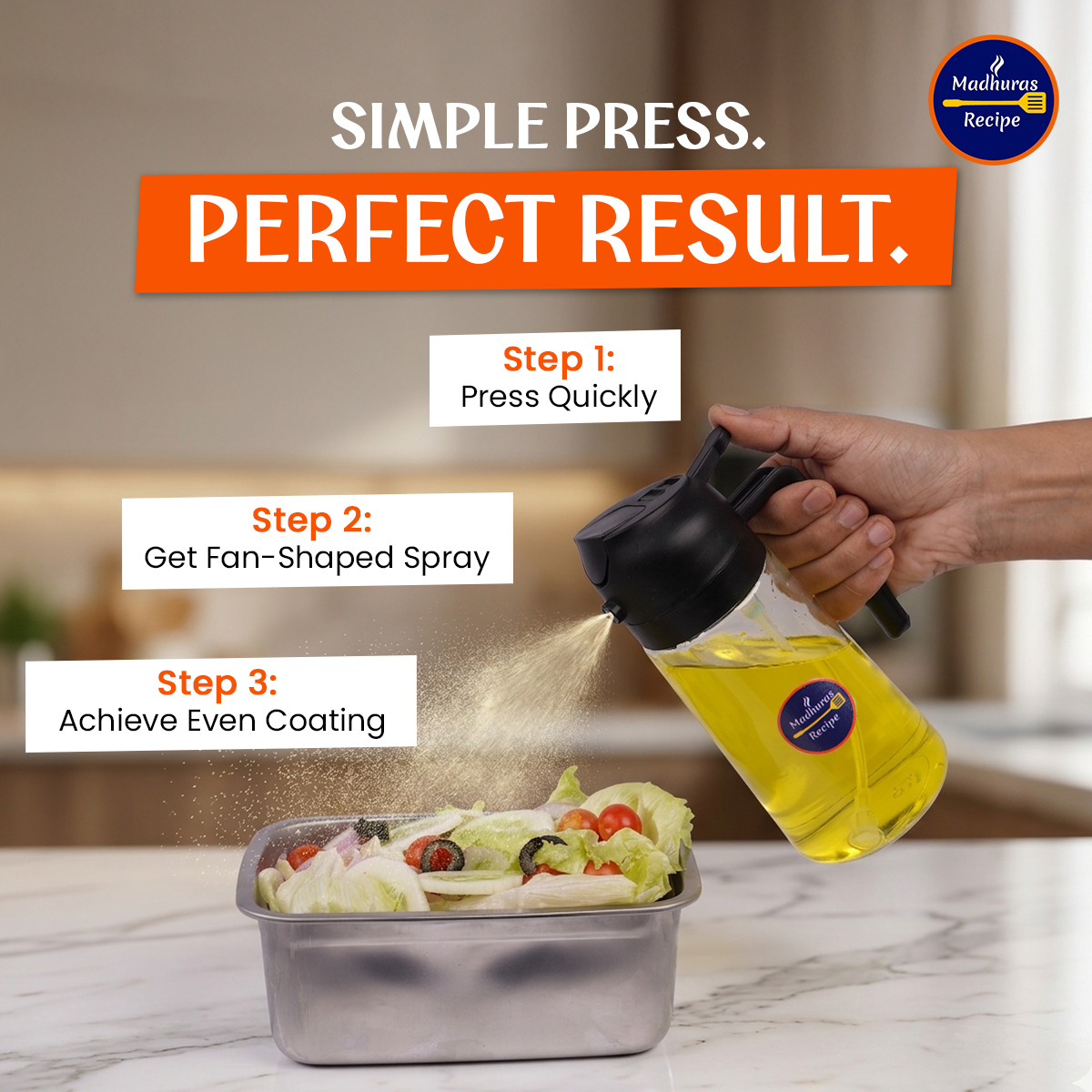 Madhura’s Recipe 2-in-1 Glass Oil Dispenser & Sprayer – 500ml