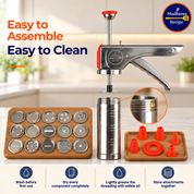 Madhura’s Recipe Stainless Steel Kitchen Press | 21-in-1 Chakali, Sev, Murukku & Snack Maker with 15 Jalis & 6 Nozzles