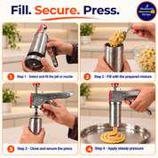 Madhura’s Recipe Stainless Steel Kitchen Press | 21-in-1 Chakali, Sev, Murukku & Snack Maker with 15 Jalis & 6 Nozzles