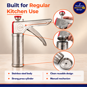Madhura’s Recipe Stainless Steel Kitchen Press | 21-in-1 Chakali, Sev, Murukku & Snack Maker with 15 Jalis & 6 Nozzles