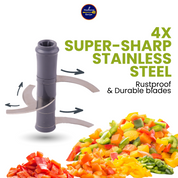 Madhura’s Recipe 900ml Push Chopper – Manual Hand Press Chopper with 4 Blades for Effortless Vegetable & Fruit Chopping